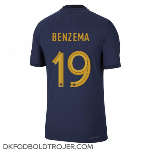 Billige Frankrig Karim Benzema #19 Hjemmebane Fodboldtrøjer VM 2022 Kortærmet